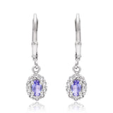Ezüst Fülbevaló "AAA" Osztályú Tanzanittal és Fehér Topázzal