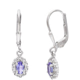 Ezüst Fülbevaló "AAA" Osztályú Tanzanittal és Fehér Topázzal