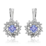 Ezüst Fülbevaló "AAA" Osztályú Tanzanittal és Fehér Topázzal