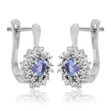 Ezüst Fülbevaló "AAA" Osztályú Tanzanittal és Fehér Topázzal