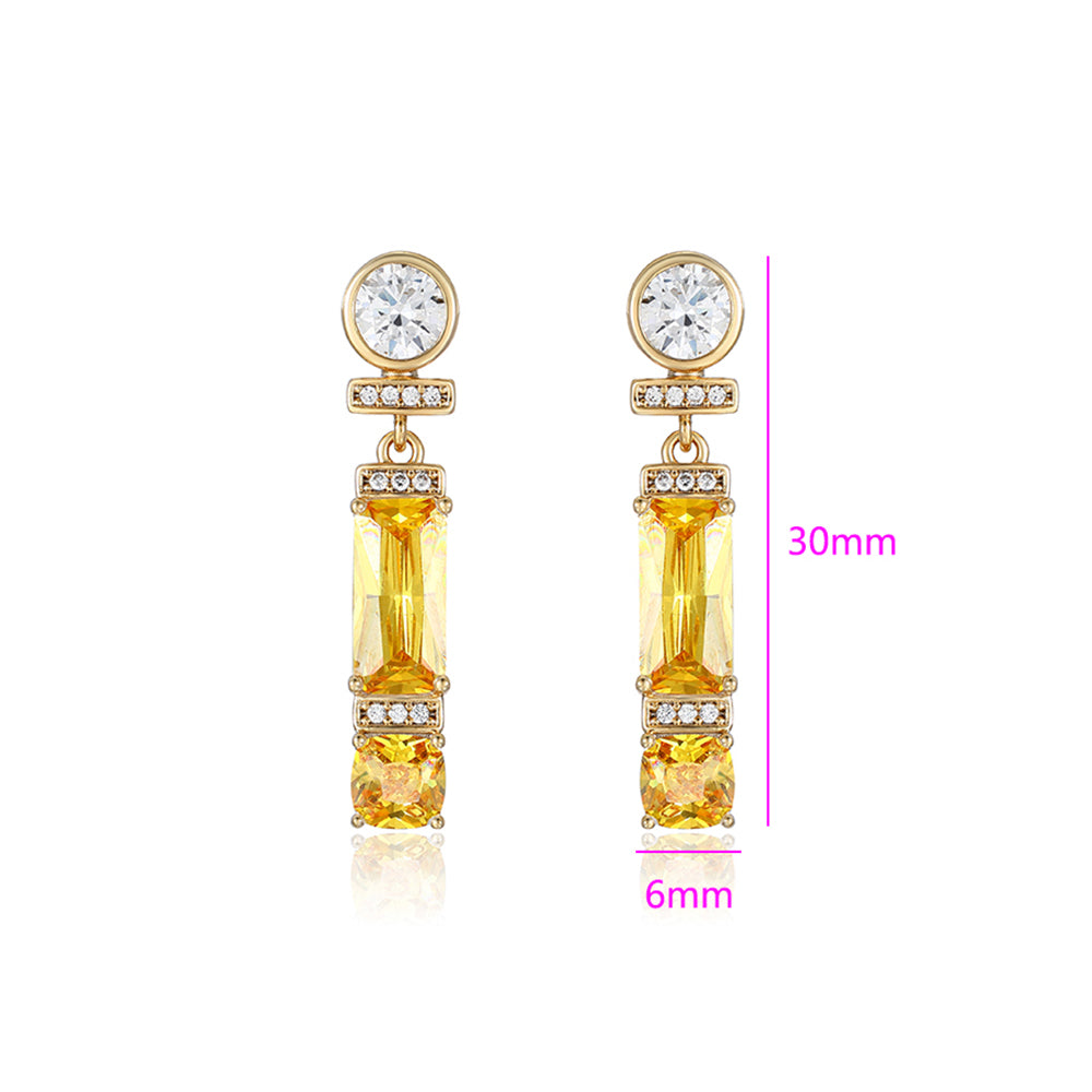 Arany tónusú Emporia Ötvözetű Fülbevaló Sárga Emporia® Kristállyal és Fehér Emporia® Kristállyal