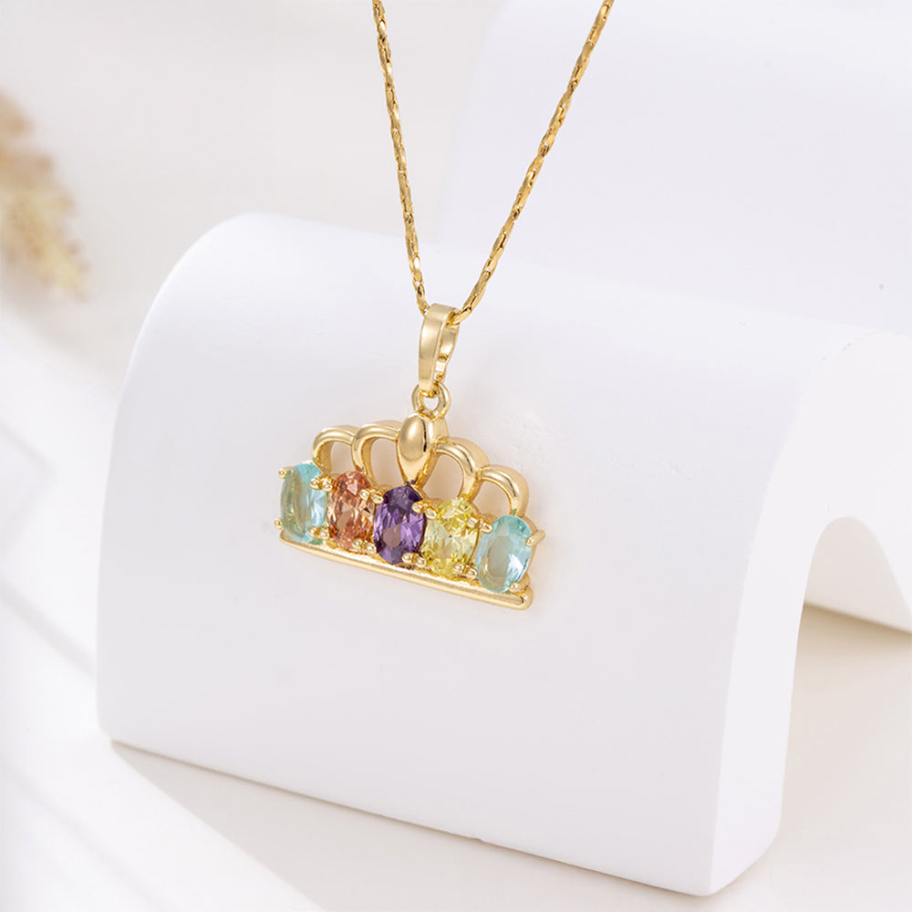 Arany tónusú Emporia Ötvözetű Szett Lila Emporia® Kristállyal és Sárga Emporia® Kristállyal ( Fülbevaló+Medál )