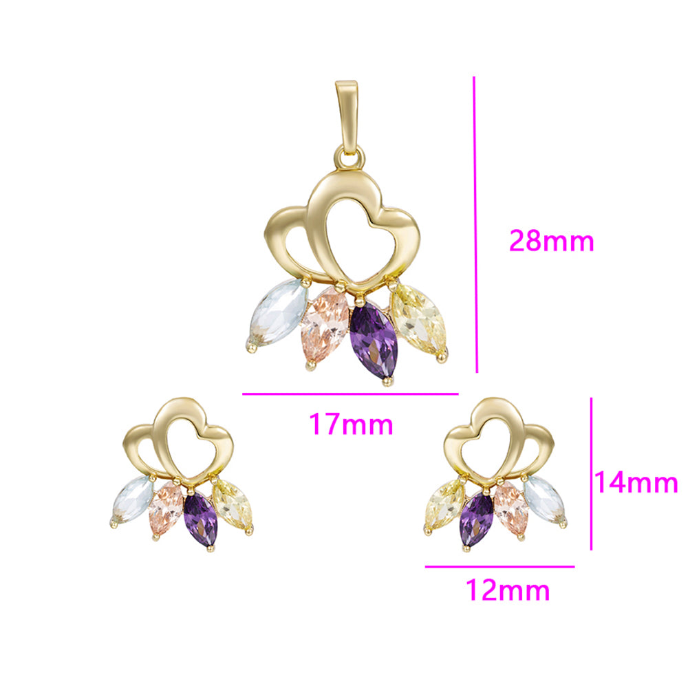 Arany tónusú Emporia Ötvözetű Szett Lila Emporia® Kristállyal és Fehér Emporia® Kristállyal ( Fülbevaló+Medál )
