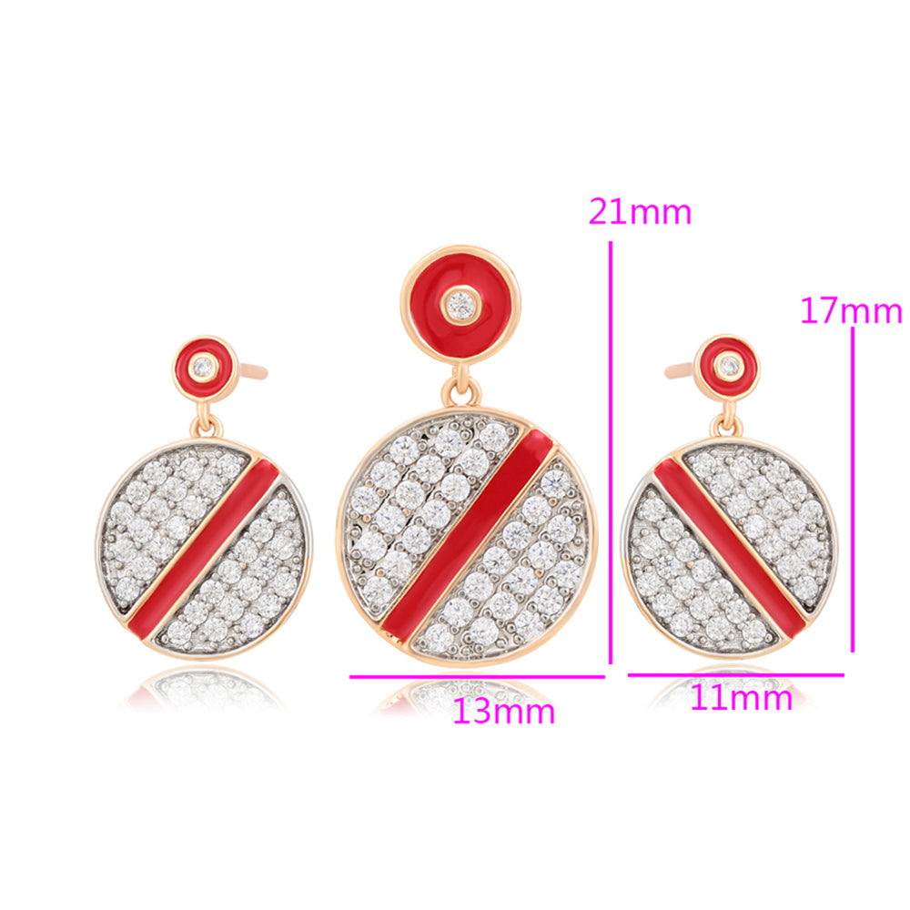 Arany tónusú Emporia Ötvözetű Szett Vörös Emporia® Kristállyal és Fehér Emporia® Kristállyal ( Fülbevaló+Medál )