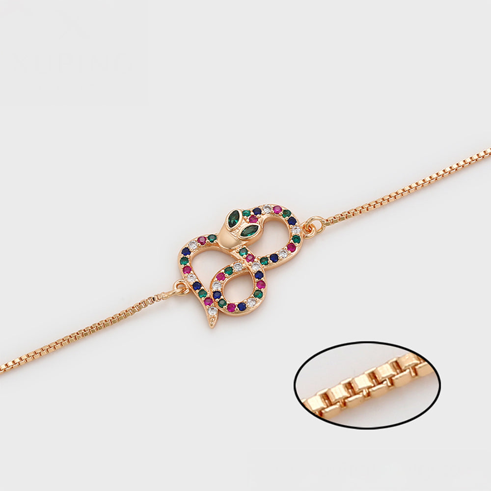 Arany tónusú Emporia Ötvözetű Karkötő Vörös Emporia® Kristállyal és Zöld Emporia® Kristállyal