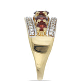 Arannyal Bevont Ezüst Gyűrű Barton Gránáttal és Fehér Topázzal