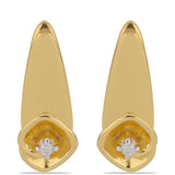 Arannyal Bevont Ezüst Fülbevaló Fehér Gyémánttal