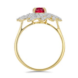 Arannyal Bevont Ezüst Gyűrű Madagaszkári Rubinnal és Fehér Topázzal