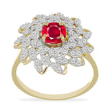 Arannyal Bevont Ezüst Gyűrű Madagaszkári Rubinnal és Fehér Topázzal