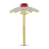 Arannyal Bevont Ezüst Gyűrű Madagaszkári Rubinnal és Fehér Topázzal