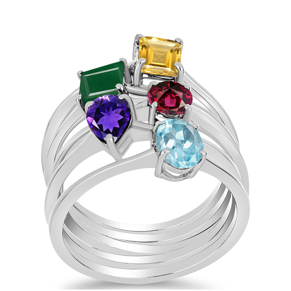Ezüst Szett Marokkói Ametiszttel és Zöld Acháttal ( Gyűrű )