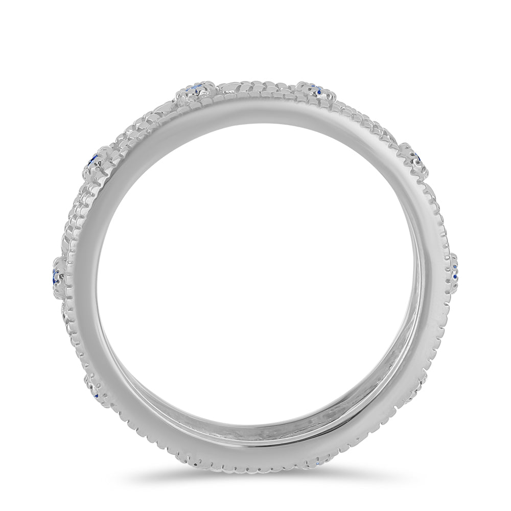 Ezüst Gyűrű Minősített laboratóriumban előállított Királykék Moissanite-tel