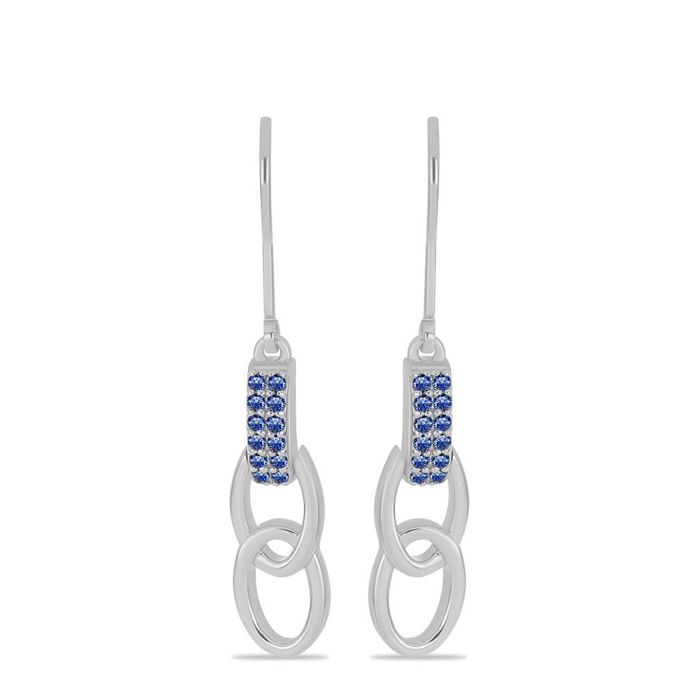 Ezüst Fülbevaló Minősített laboratóriumban előállított Királykék Moissanite-tel