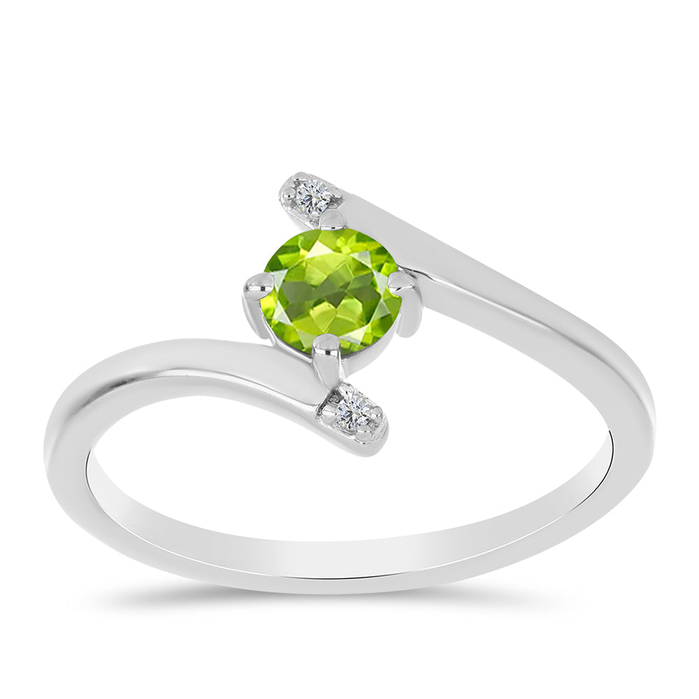 Ezüst Gyűrű Changbai Peridottal és Fehér Topázzal