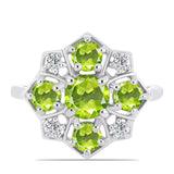 Ezüst Gyűrű Changbai Peridottal és Fehér Topázzal