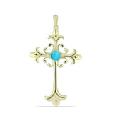 Kereszt Arannyal Bevont Ezüst Medál Csipkerózsika Türkizzel