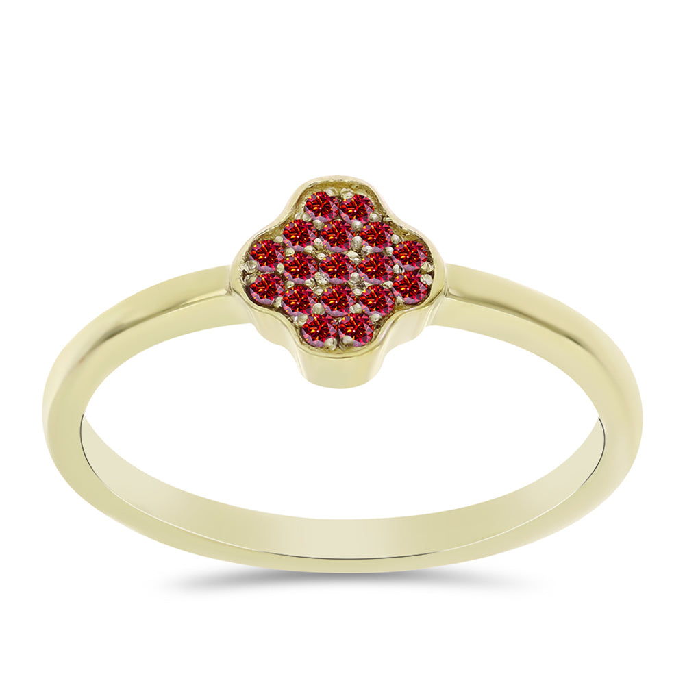 Arannyal Bevont Ezüst Gyűrű Fenséges Vörös Moissanite-tal