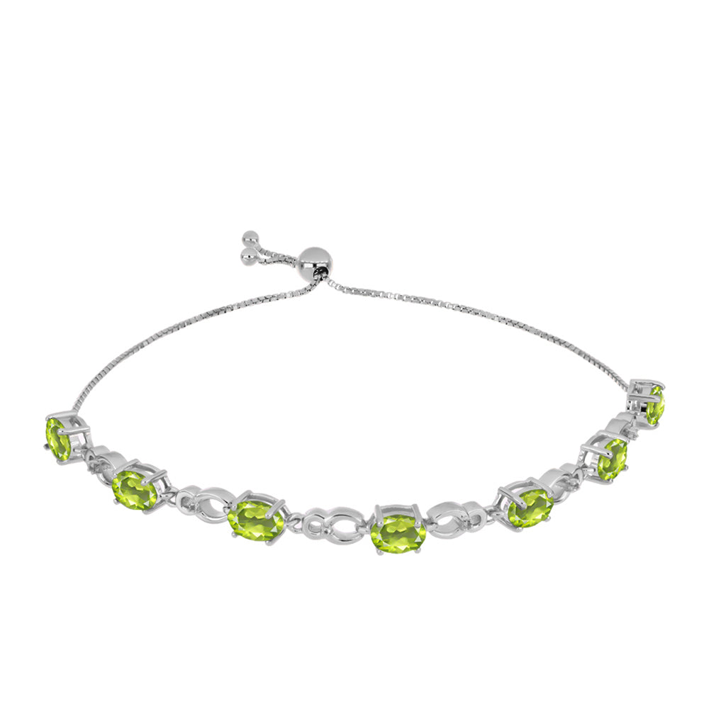 Ezüst Karkötő Changbai Peridottal és Fehér Topázzal