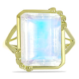 Arannyal Bevont Ezüst Gyűrű Szivárvány Holdkővel