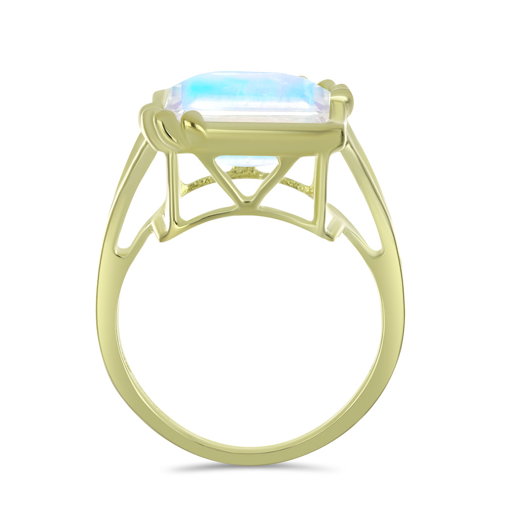 Arannyal Bevont Ezüst Gyűrű Szivárvány Holdkővel