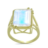 Arannyal Bevont Ezüst Gyűrű Szivárvány Holdkővel