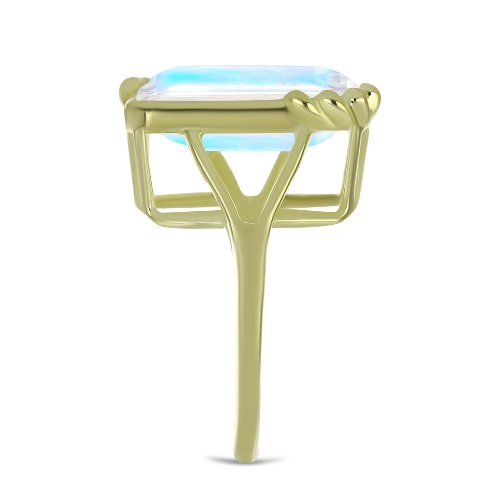 Arannyal Bevont Ezüst Gyűrű Szivárvány Holdkővel