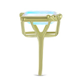 Arannyal Bevont Ezüst Gyűrű Szivárvány Holdkővel