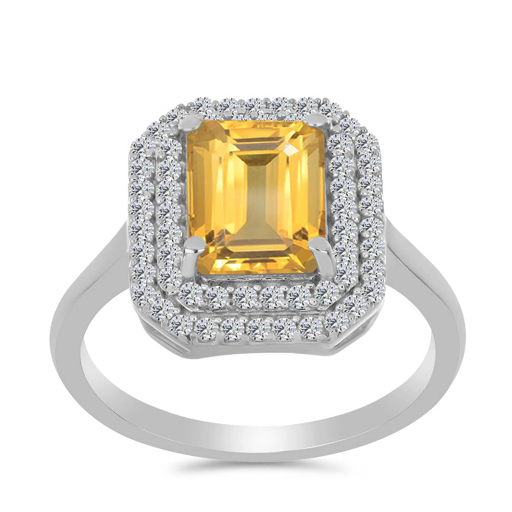 Ezüst Gyűrű Ural Citrinnel és Fehér Topázzal