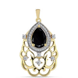 Arannyal Bevont Ezüst Medál Fekete Onixszal és Fehér Topázzal