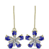 Arannyal Bevont Ezüst Fülbevaló Lapisz Lazulival és Fehér Topázzal