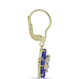 Arannyal Bevont Ezüst Fülbevaló Lapisz Lazulival és Fehér Topázzal