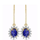 Arannyal Bevont Ezüst Fülbevaló Lapisz Lazulival és Fehér Topázzal