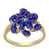 Arannyal Bevont Ezüst Gyűrű Lapisz Lazulival és Fehér Topázzal