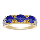 Arannyal Bevont Ezüst Gyűrű Lapisz Lazulival és Fehér Topázzal