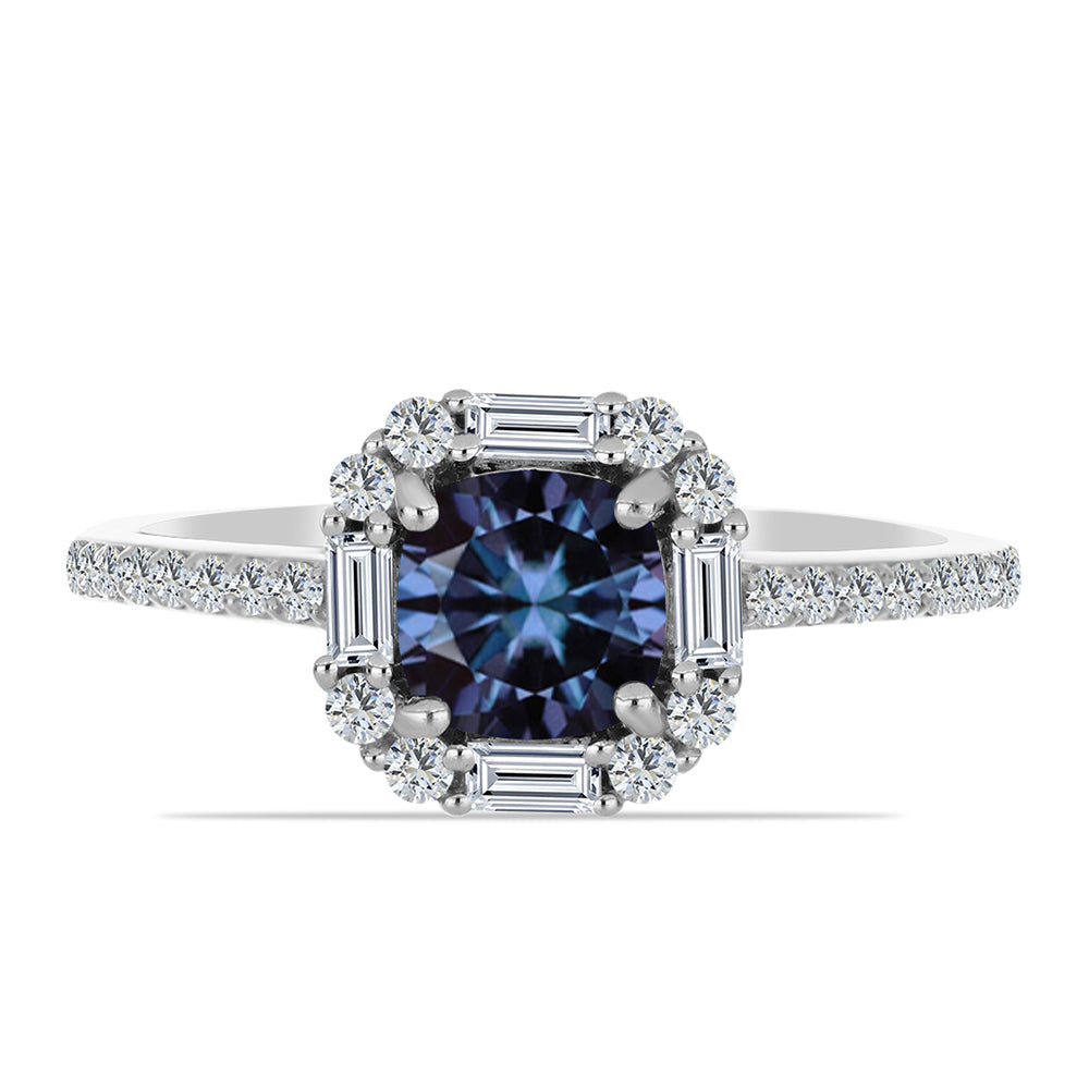 Ezüst Gyűrű "Császár Lila" Moissanite-tel és Fehér Cirkónnal