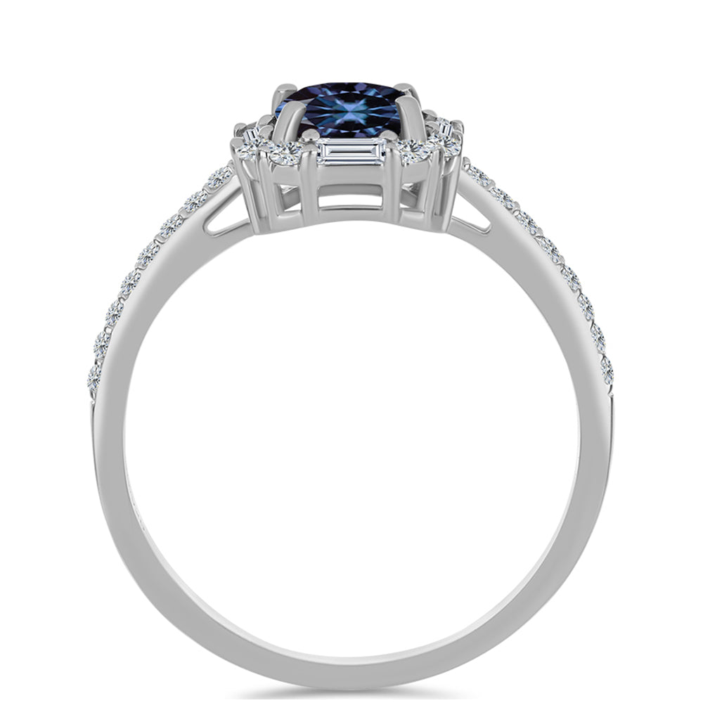 Ezüst Gyűrű "Császár Lila" Moissanite-tel és Fehér Cirkónnal