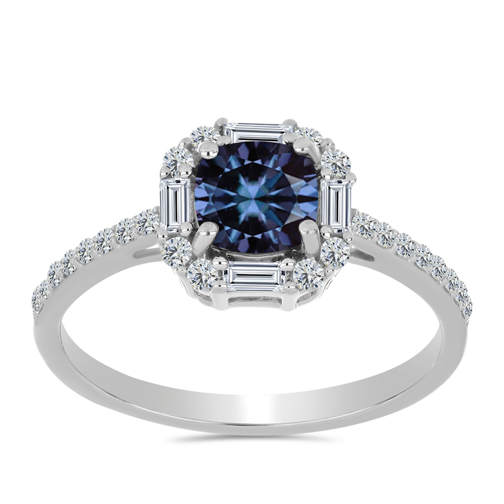 Ezüst Gyűrű "Császár Lila" Moissanite-tel és Fehér Cirkónnal