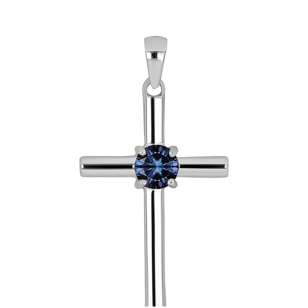 Kereszt Ezüst Medál "Császár Lila" Moissanite-tel