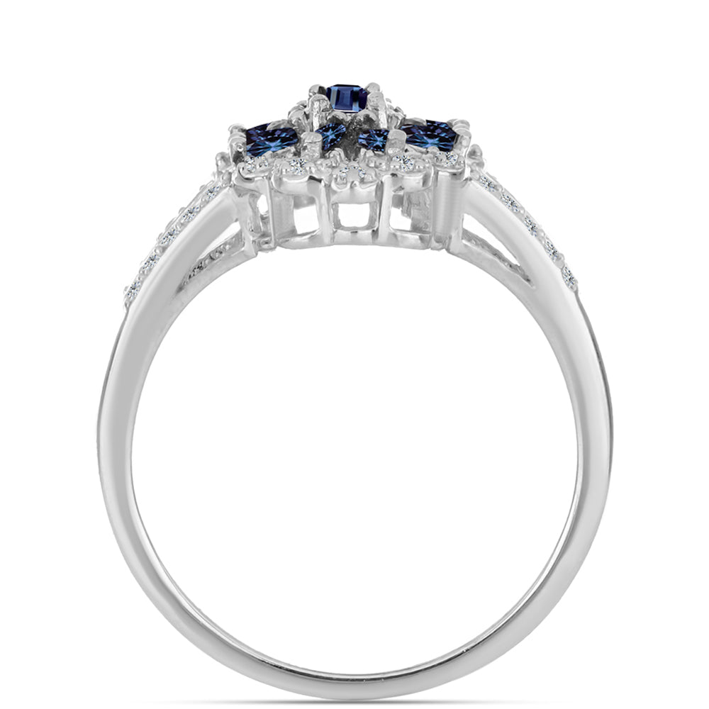 Ezüst Gyűrű "Császár Lila" Moissanite-tel és Fehér Topázzal