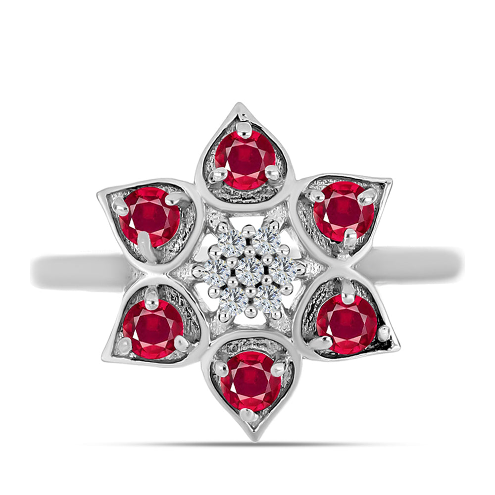 Ezüst Gyűrű Madagaszkári Rubinnal és Fehér Topázzal