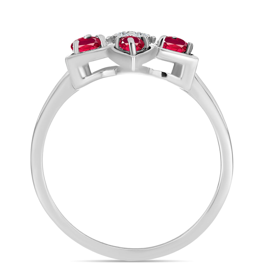 Ezüst Gyűrű Madagaszkári Rubinnal és Fehér Topázzal