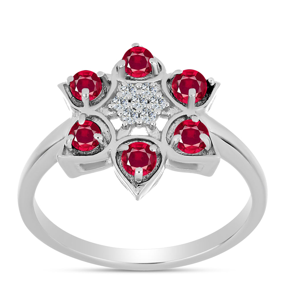 Ezüst Gyűrű Madagaszkári Rubinnal és Fehér Topázzal