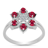 Ezüst Gyűrű Madagaszkári Rubinnal és Fehér Topázzal