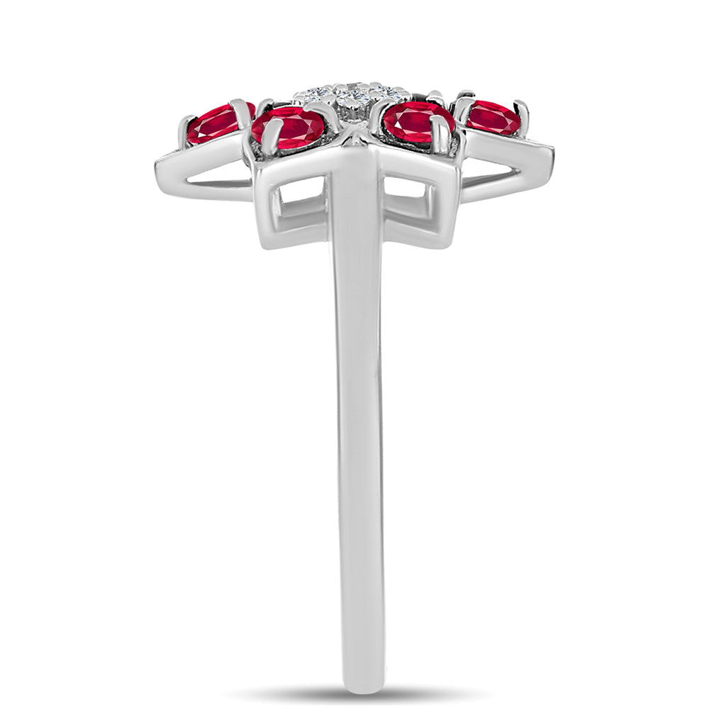 Ezüst Gyűrű Madagaszkári Rubinnal és Fehér Topázzal
