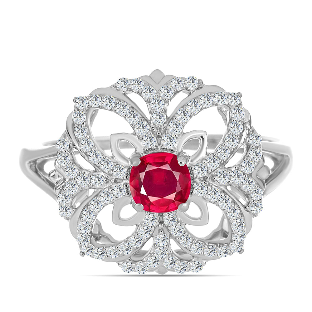 Ezüst Gyűrű Madagaszkári Rubinnal és Fehér Topázzal