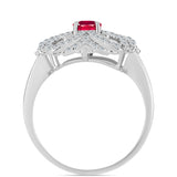 Ezüst Gyűrű Madagaszkári Rubinnal és Fehér Topázzal