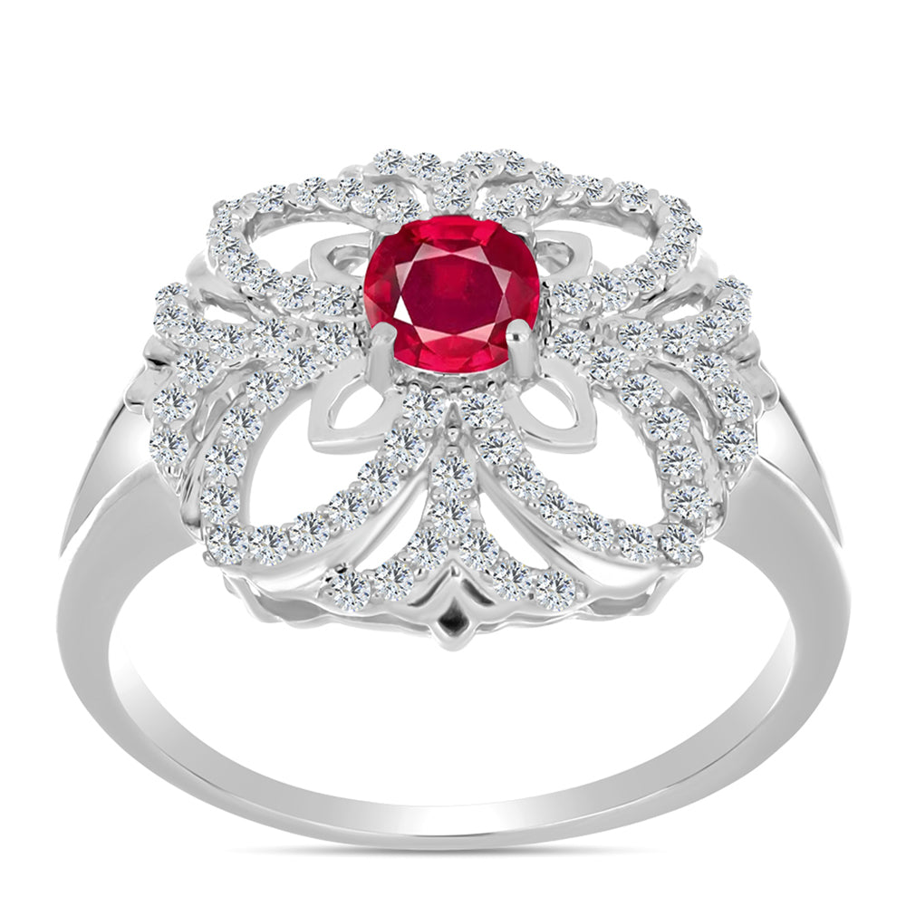 Ezüst Gyűrű Madagaszkári Rubinnal és Fehér Topázzal