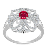 Ezüst Gyűrű Madagaszkári Rubinnal és Fehér Topázzal