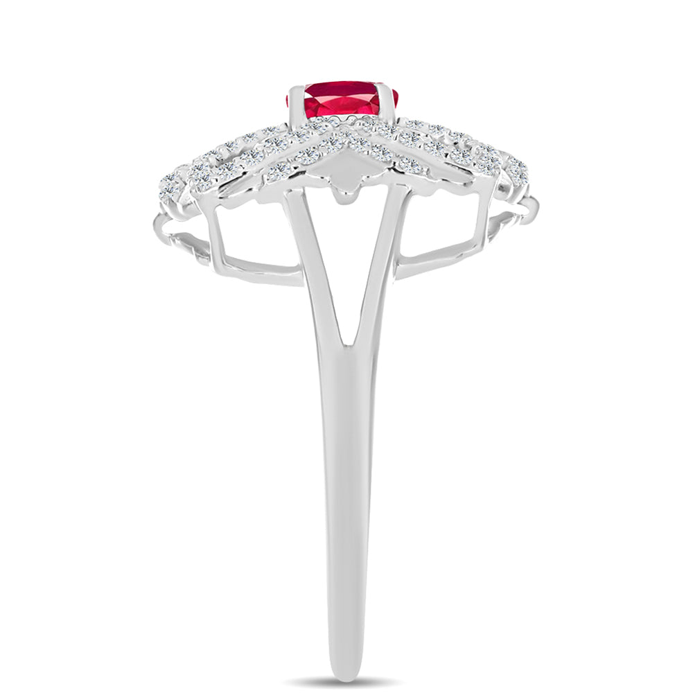Ezüst Gyűrű Madagaszkári Rubinnal és Fehér Topázzal
