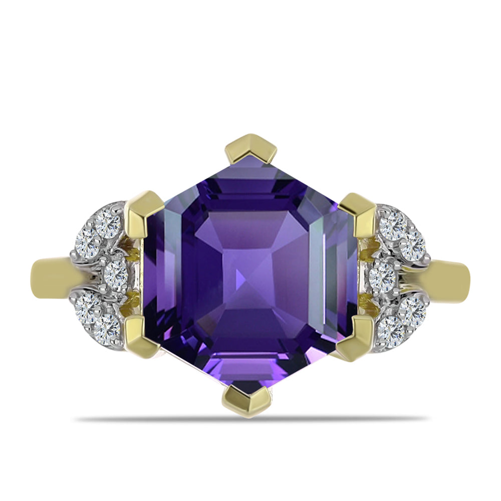 Arannyal Bevont Ezüst Gyűrű Marokkói Ametiszttel és Fehér Topázzal